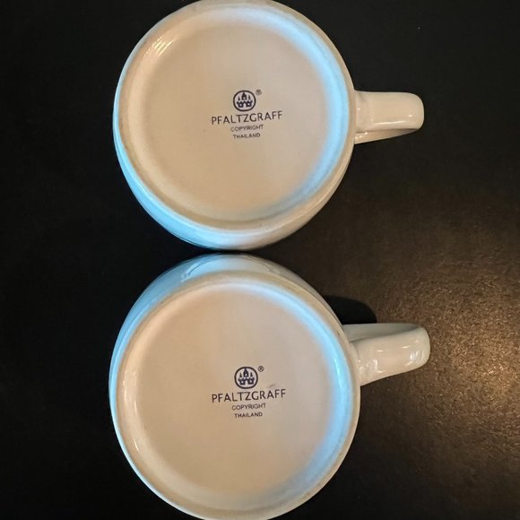 Set of 2 Vintage Pfaltzgraff ORLEANS Stoneware Flat Cups with Saucers - Picture 4 of 6